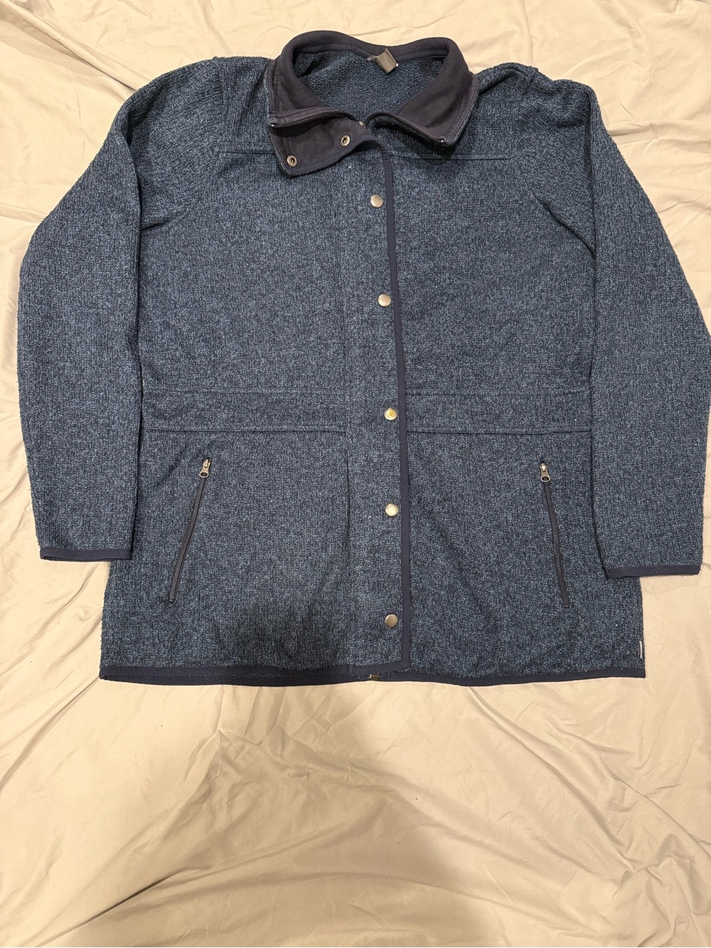 Eddie Bauer Fireside Fleece Snap Funnel Neck Jacket Navy TXL